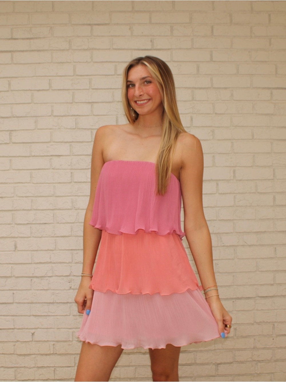 Strut & Bolt Sherbet Pleated Mini Dress Size Small